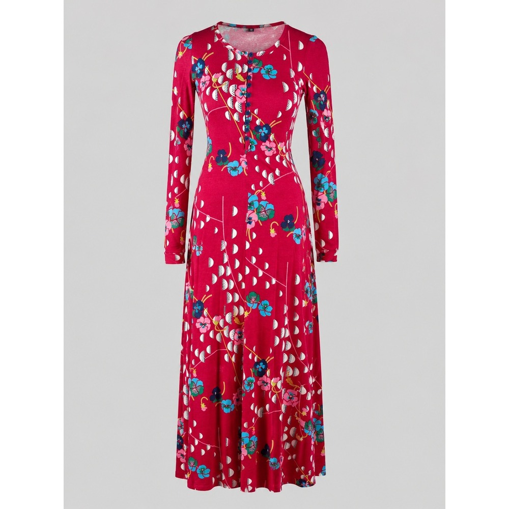 Vintage St Gillian Kay Unger Pink Floral Maxi Dress ILGWU 70s Long Sleeve Size 6 - Picture 1 of 12